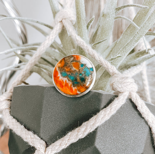 Oyster Copper Turquoise Sterling Silver Ring