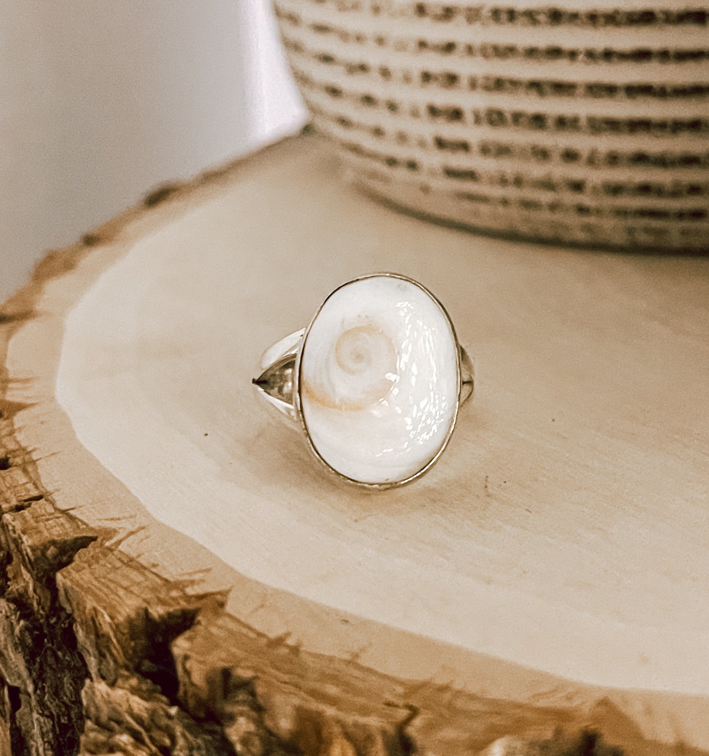 Shiva Eye Shell Sterling Silver Ring