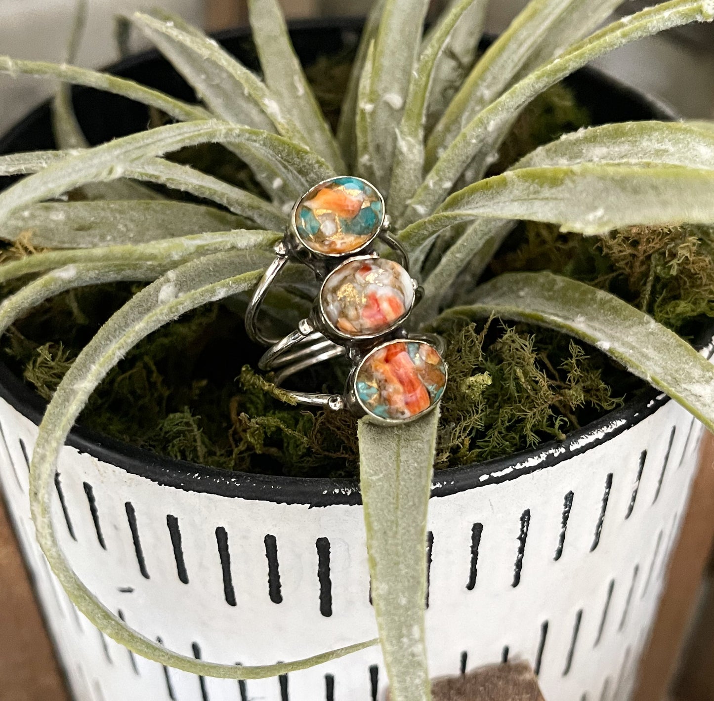 Spiny Oyster Turquoise Sterling Silver Ring