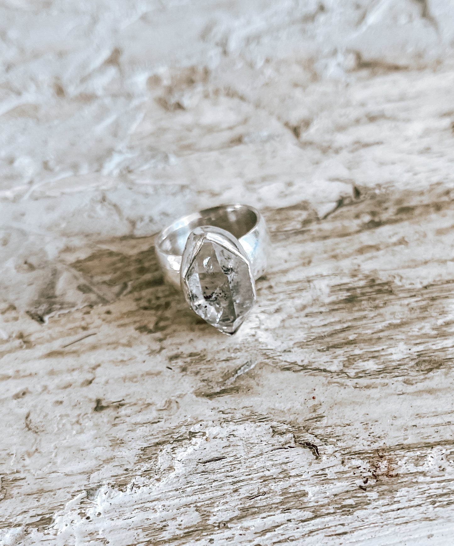 Clear Quartz Sterling Silver Pinky Ring