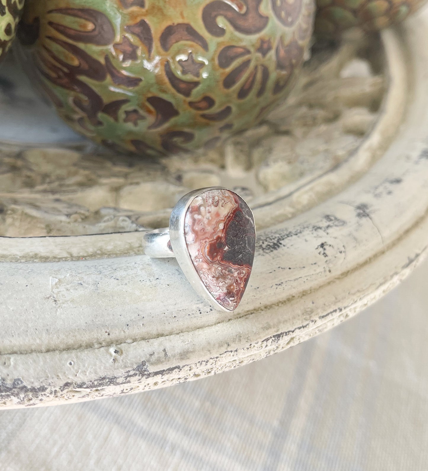 Crazy Lace Agate Sterling Silver Ring