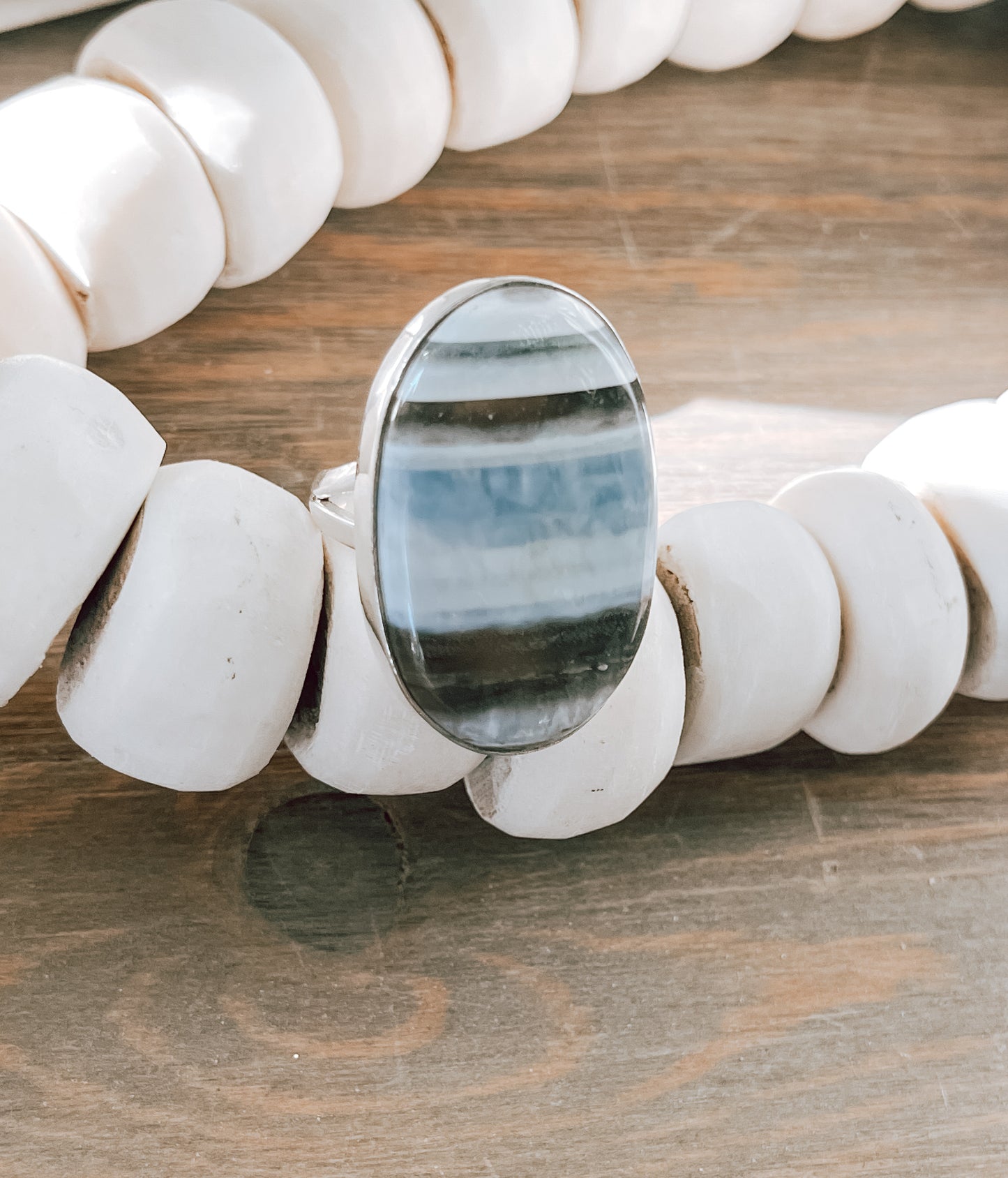 Blue Owyhee Opal Sterling Silver Ring