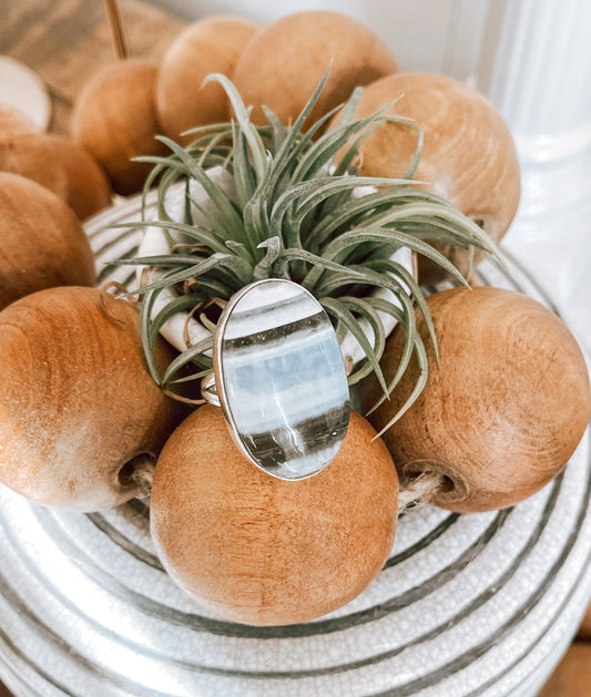Blue Owyhee Opal Sterling Silver Ring