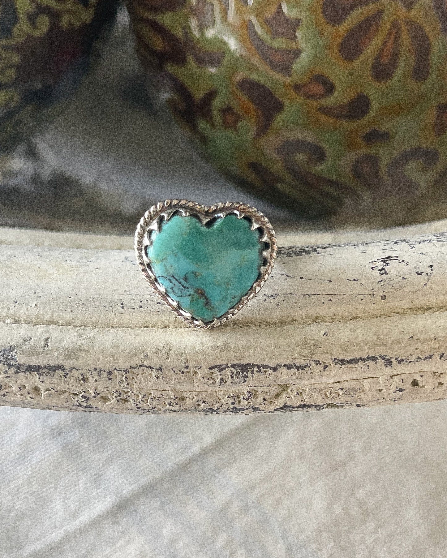 Kingman Turquoise Heart Sterling Silver Ring