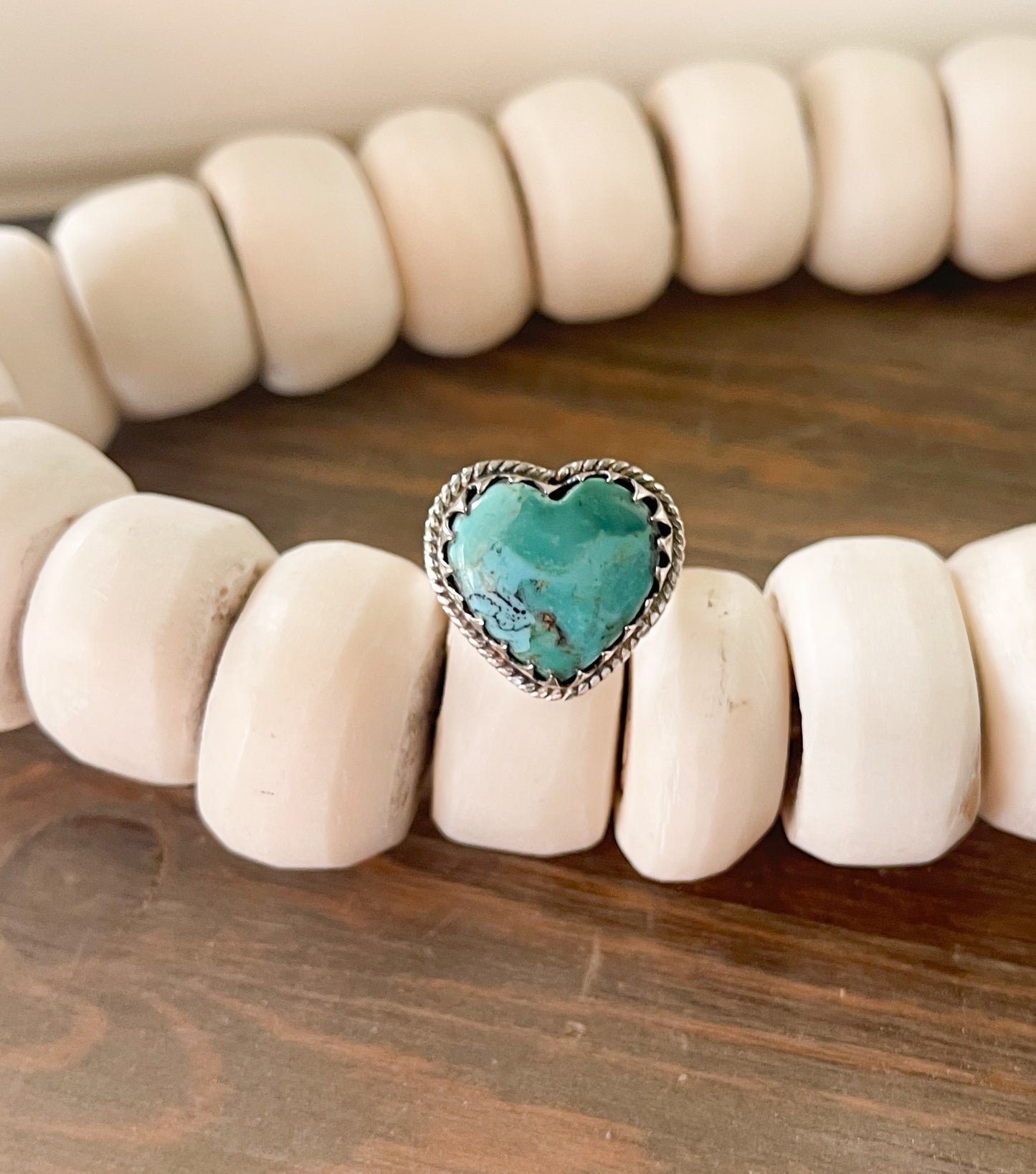 Kingman Turquoise Heart Sterling Silver Ring