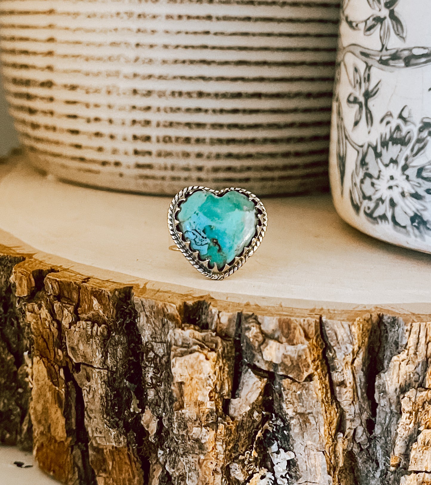 Kingman Turquoise Heart Sterling Silver Ring