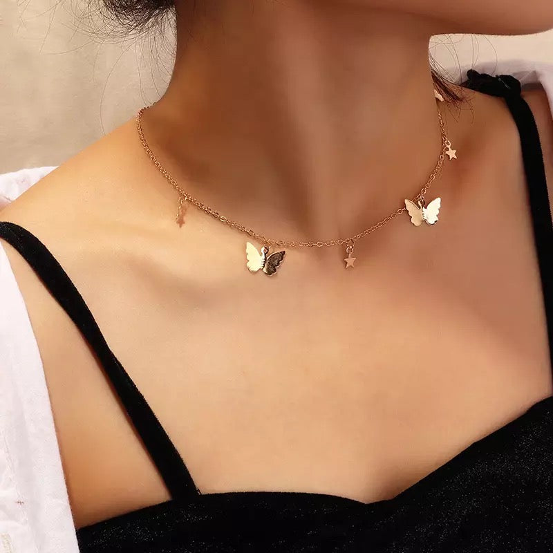 Gold Butterfly Choker - Necklace