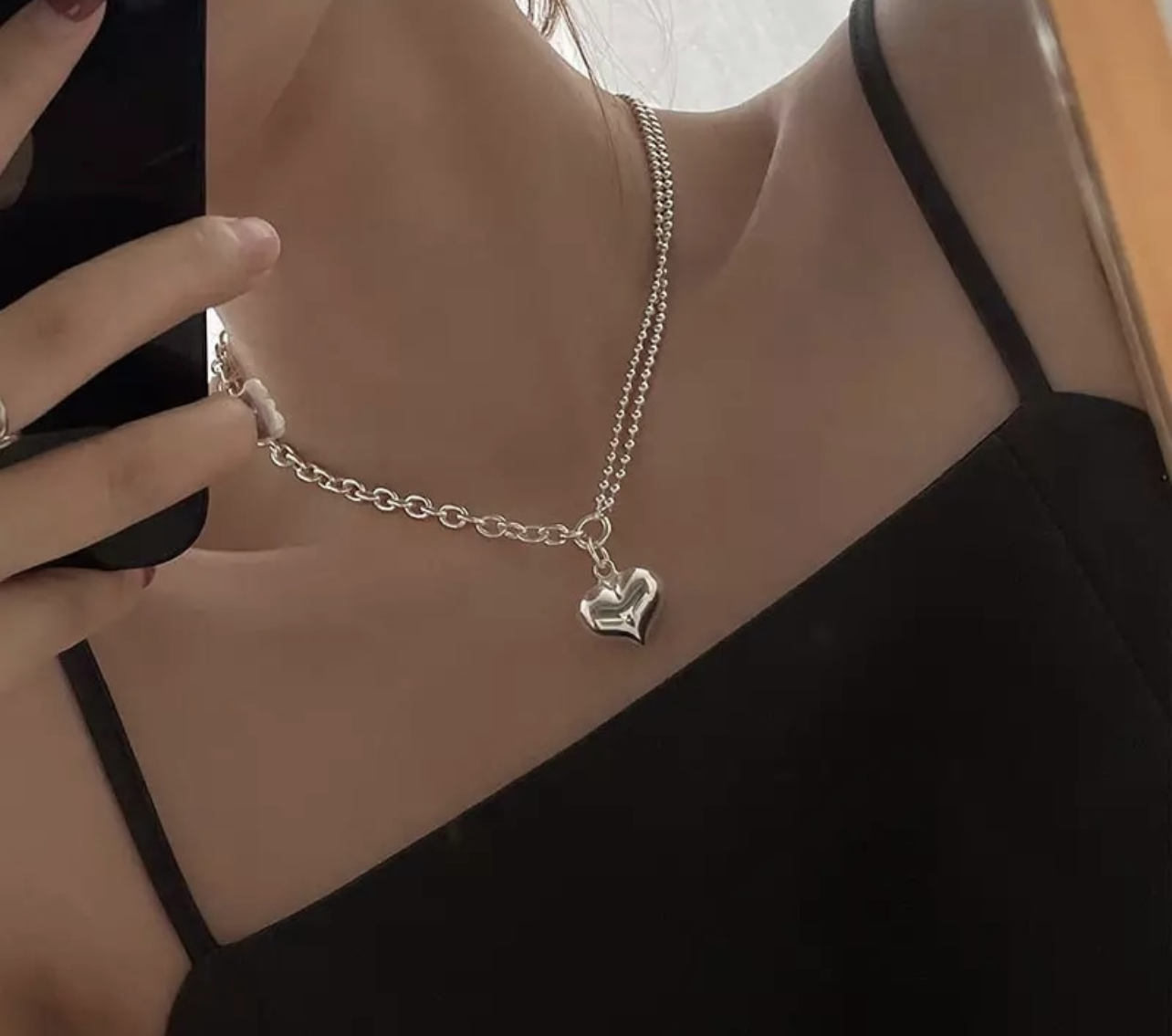 Silver Heart Chain Necklace