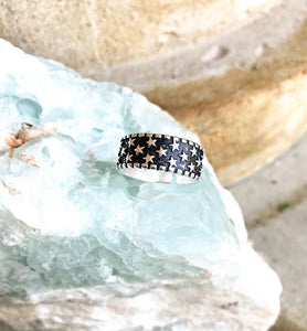 Wide Band Star Adjustable Ring