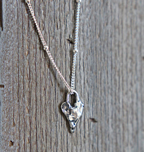 Sterling Silver Tiny Heart Necklace - Dew Drop Chain