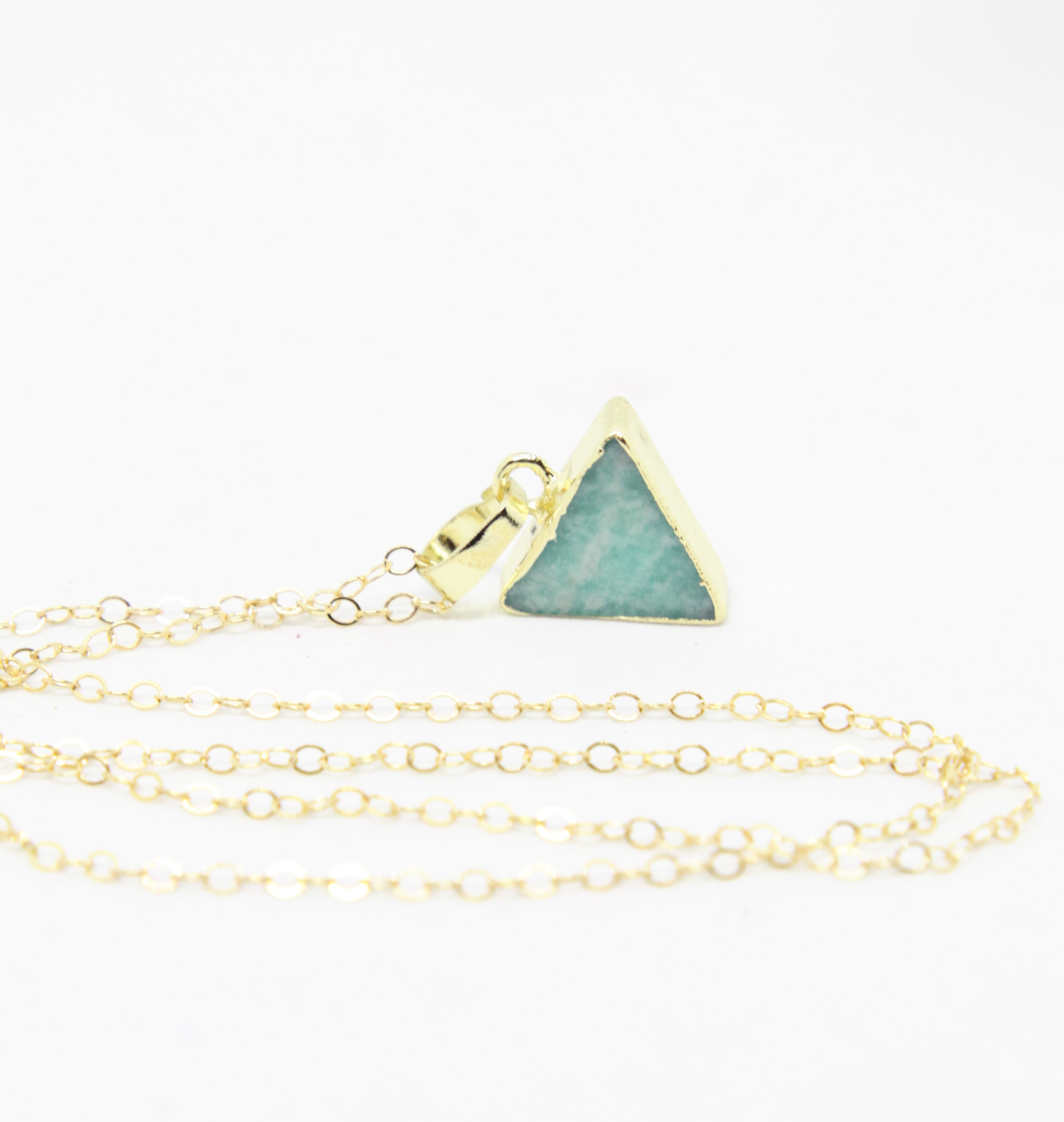 14k Gold Filled Small Amazonite Triangle Necklace