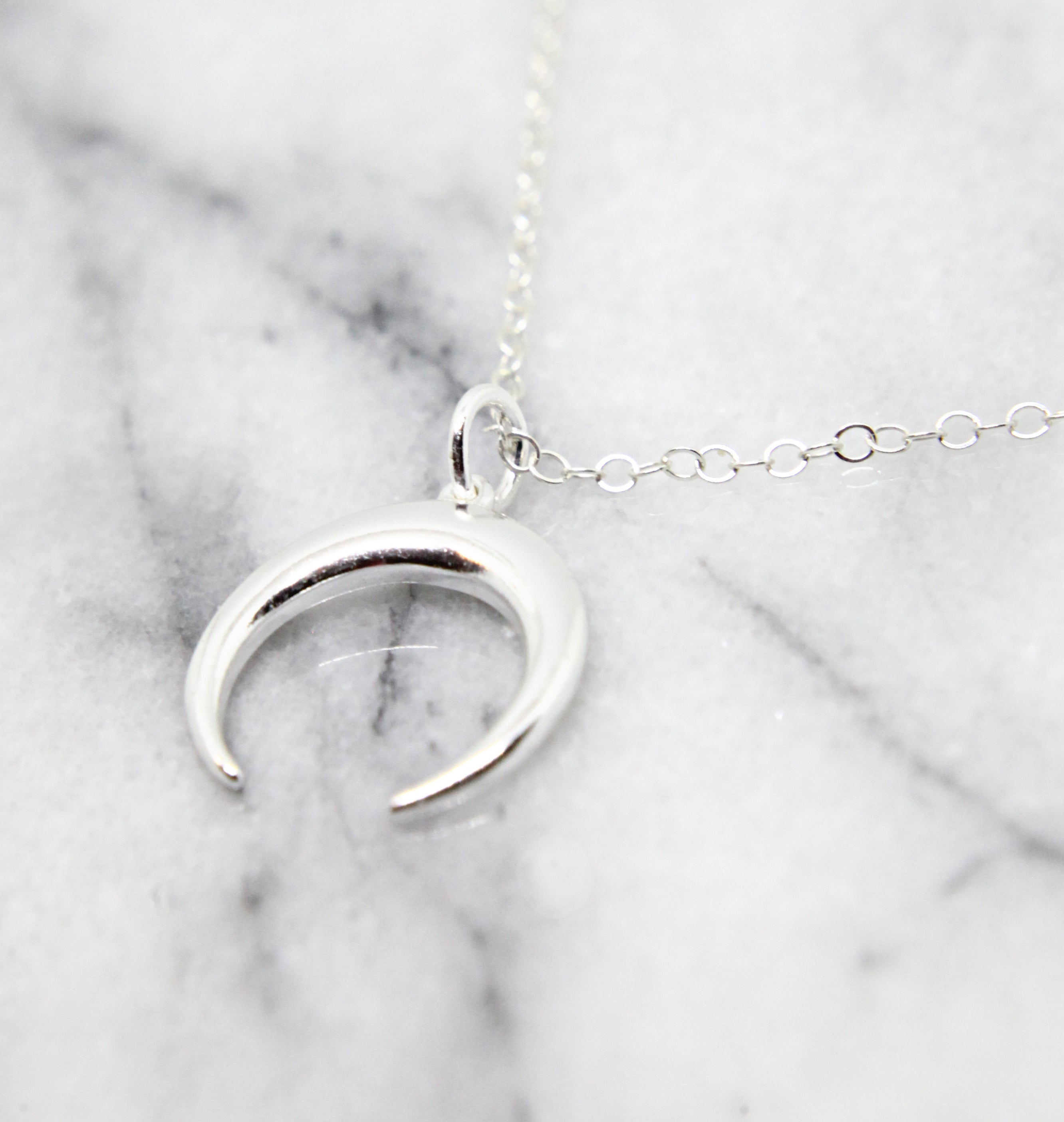 Petite Sterling Silver Crescent Horn Necklace