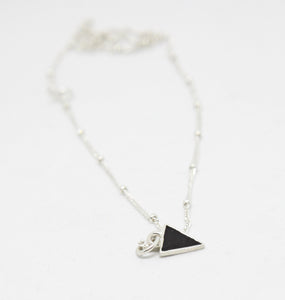 Sterling Silver Tiny Triangle Necklace with Saturn/Satellite Chain