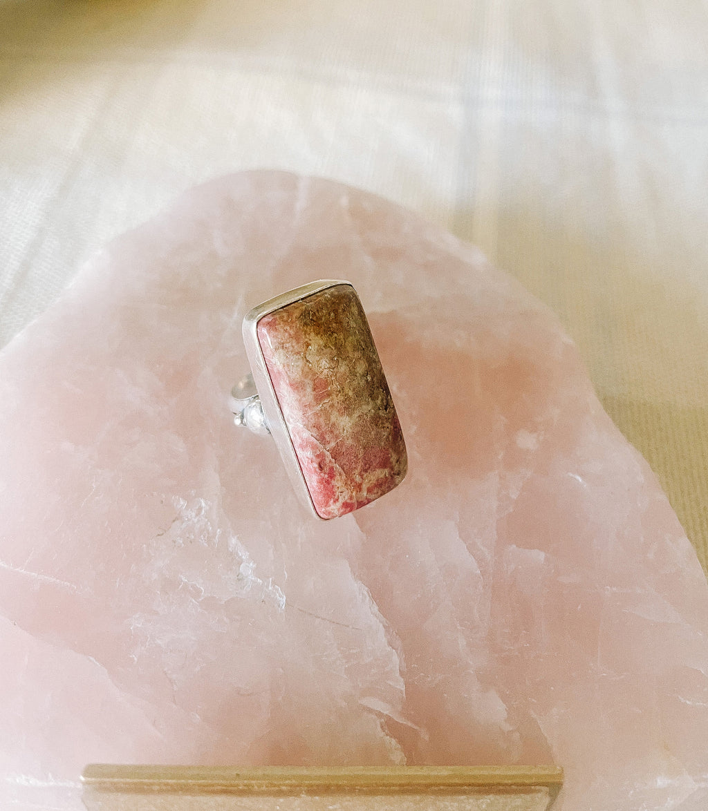 Rhodonite Silver Plated Ring