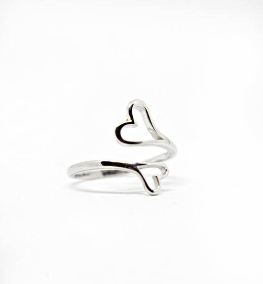 Sterling Silver Two Heart Ring