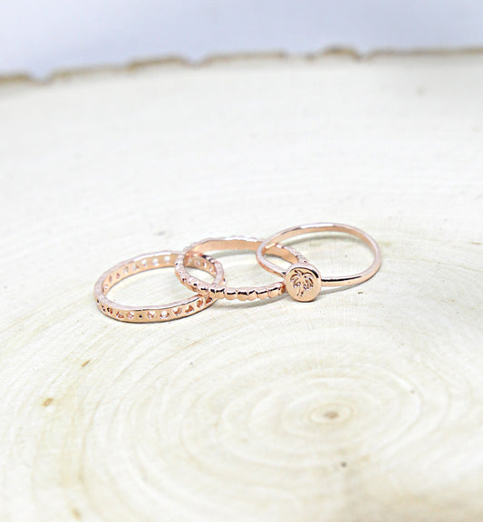 3 piece Rose Gold Ring Set