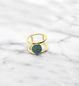 Natural Blue Turquoise Gold Ring