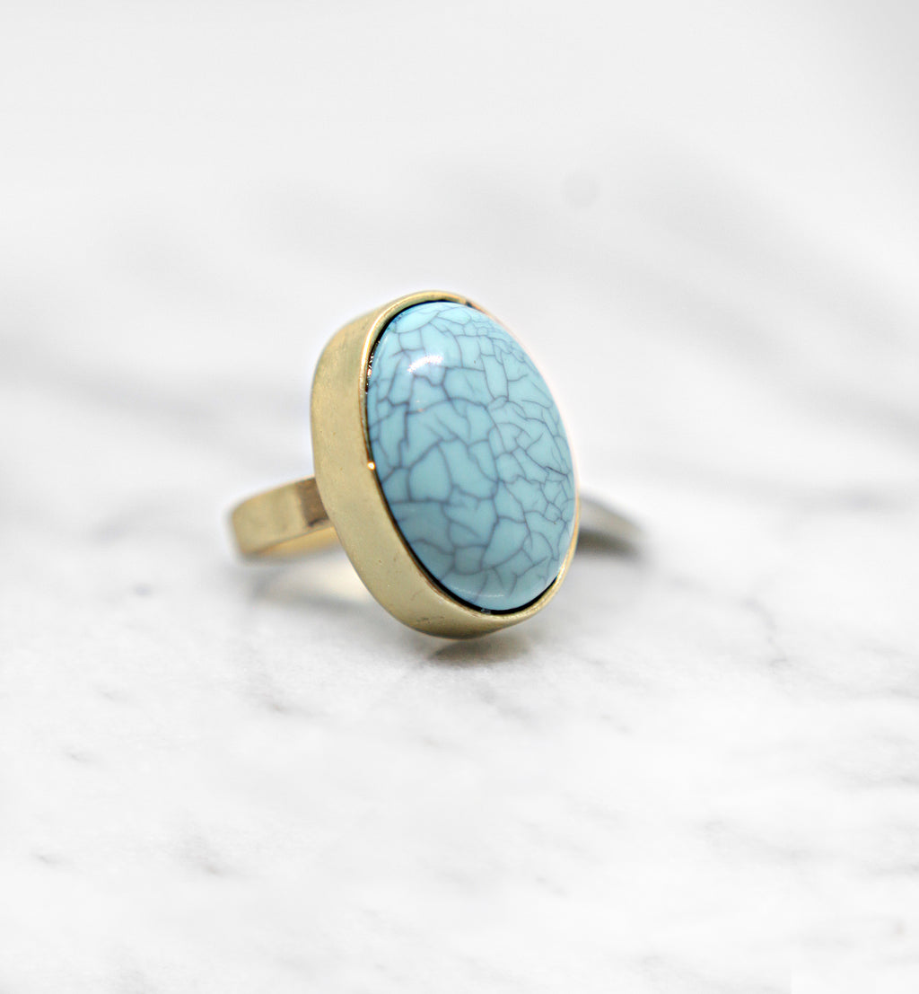 Large Turquoise Gold Ring