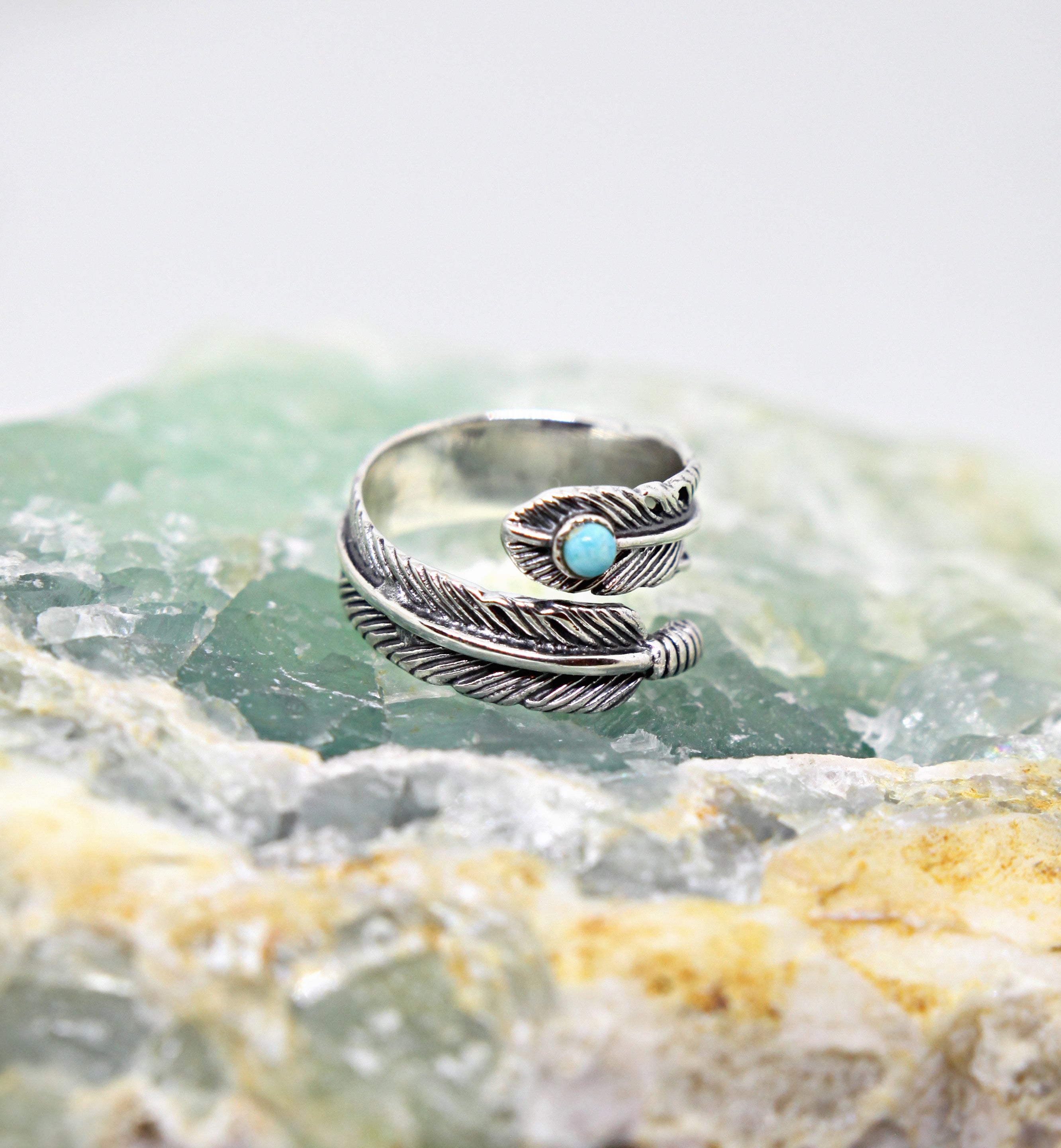 Sterling Silver Feather Turquoise Ring