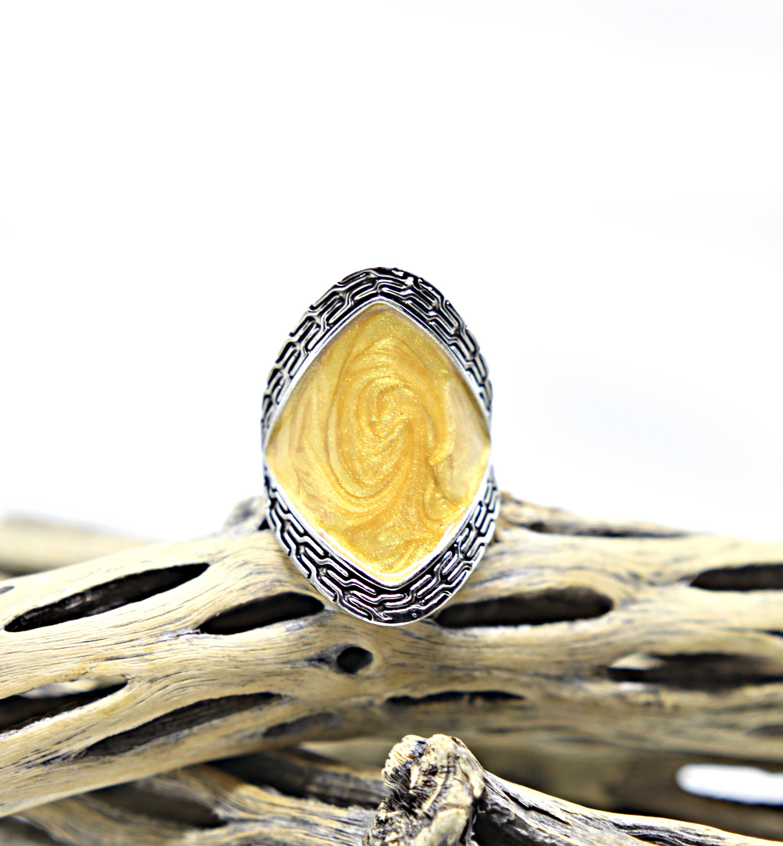 Vintage Gold/Silver Epoxy Ring