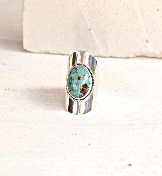 Oval Blue Green Natural Stone Ring