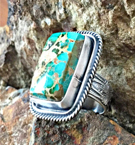 Trapezoid Turquoise Boho Ring