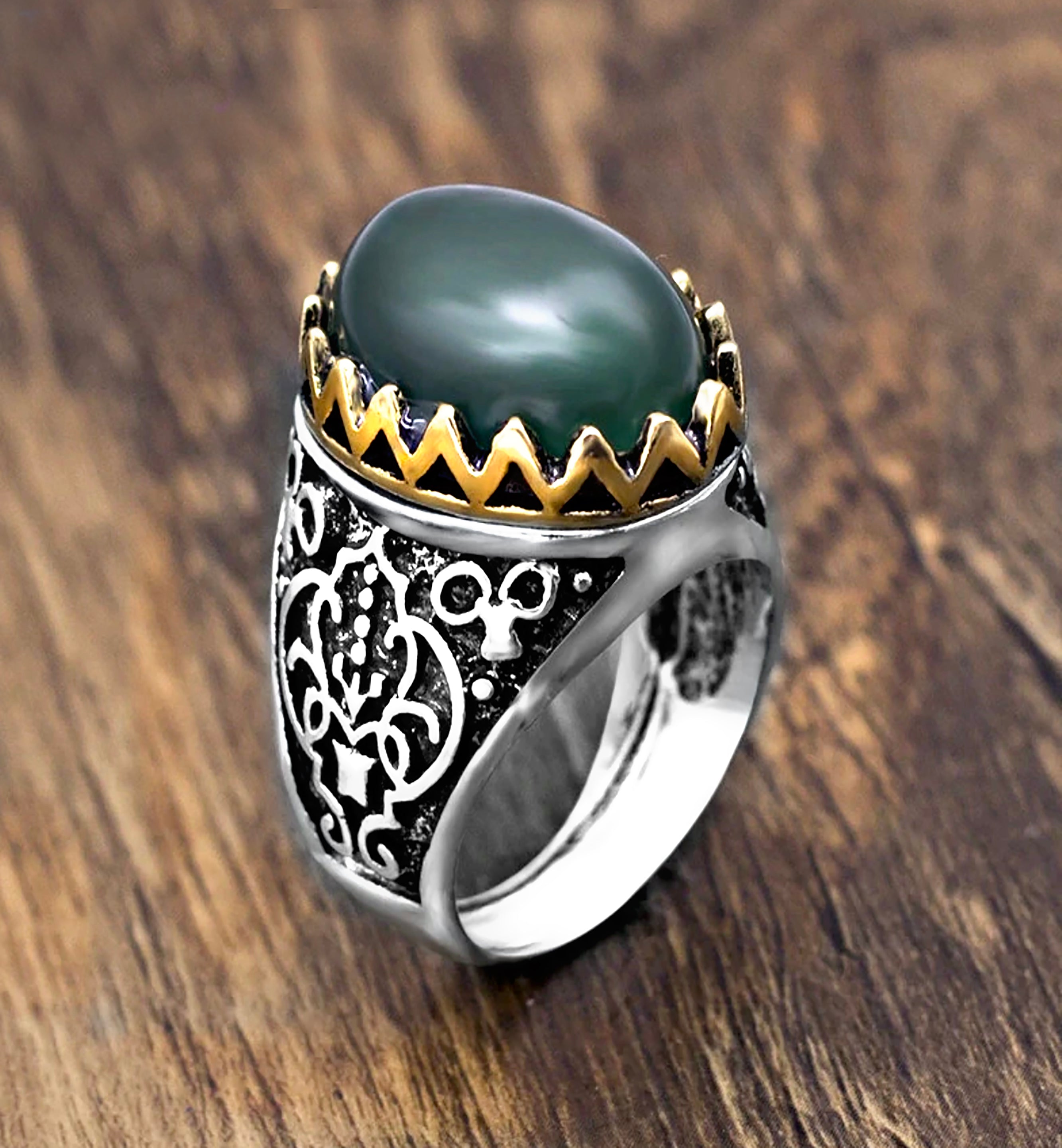 Large Oval Green Stone Ring
