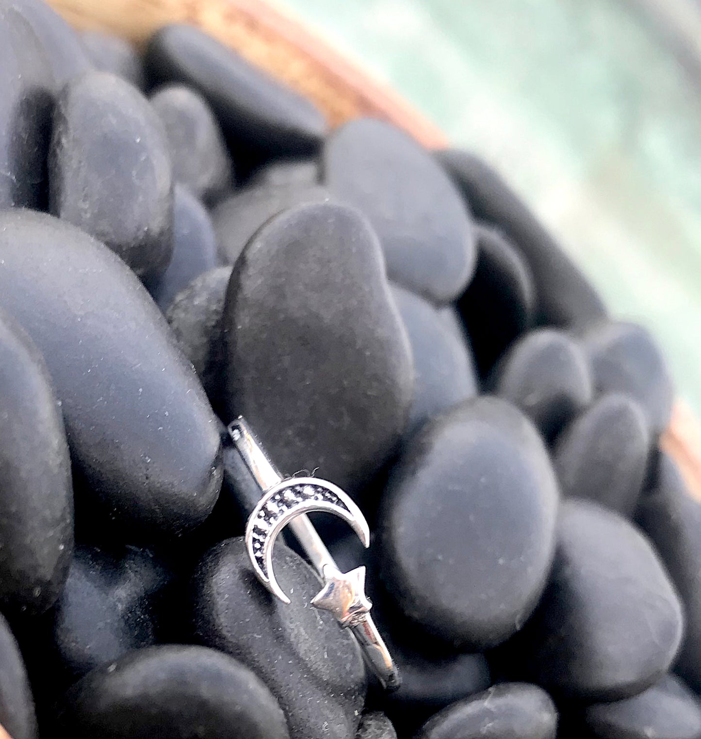 Sterling Silver Moon and Star Ring