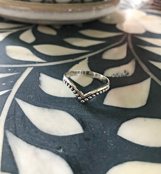 Sterling Silver Bali V Ring