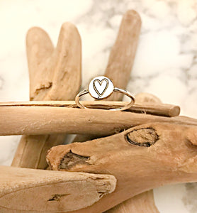 Sterling Silver Stamped Heart Ring