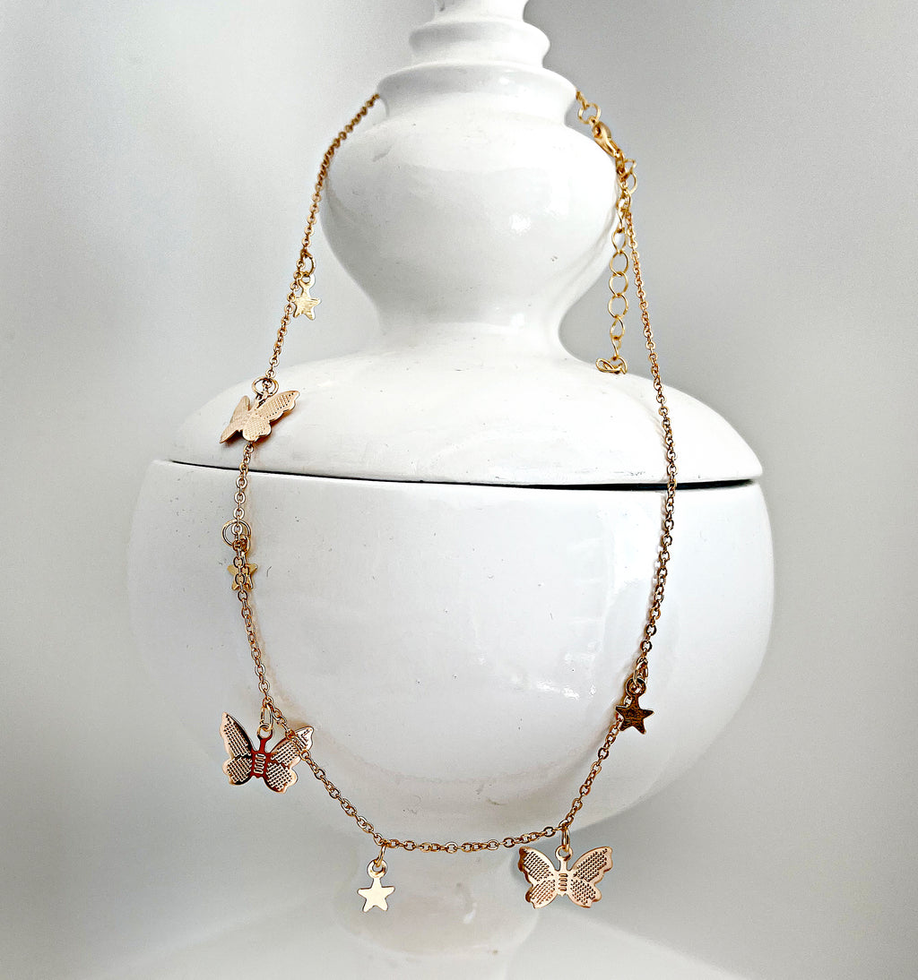 Gold Butterfly Choker - Necklace