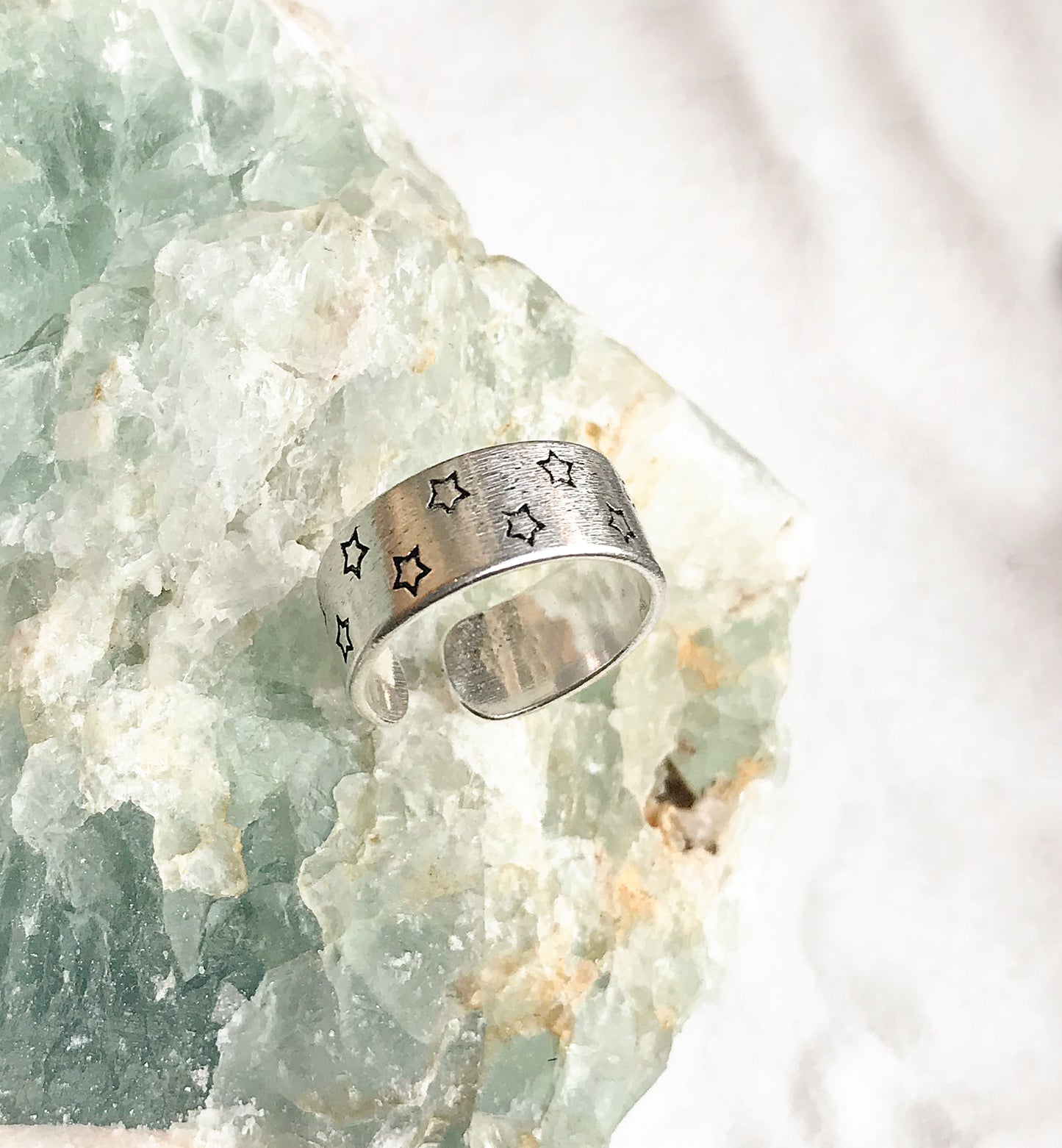 Star Engraved Adjustable Ring