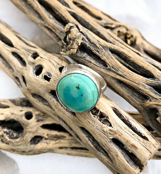 Sterling Silver Round Turquoise Ring