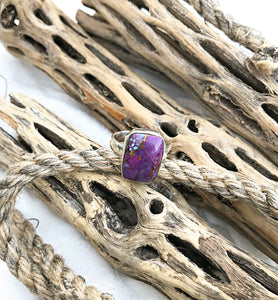 Rectangle Purple Turquoise Sterling Silver Ring