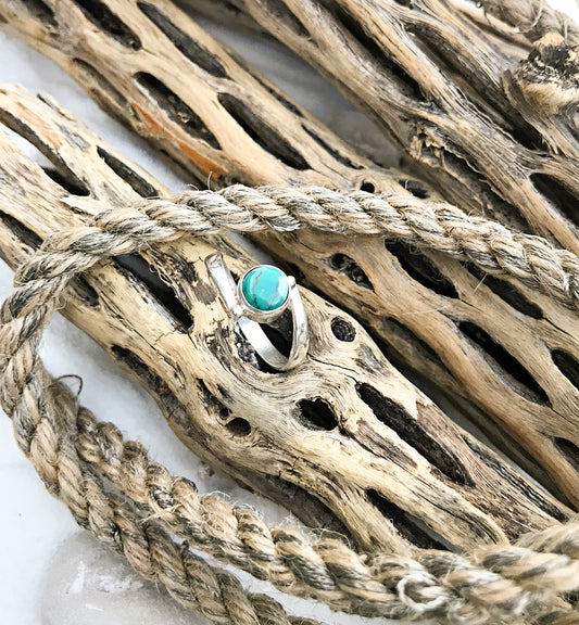 Sterling Silver Small Stone Turquoise Ring