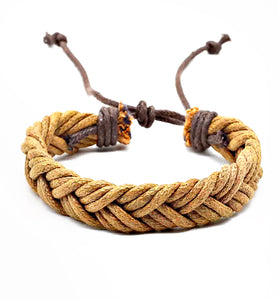 Brown Braided Cord Lace-up Anklet