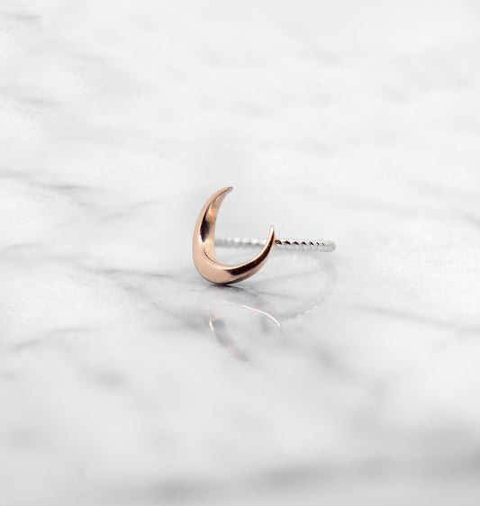 Sterling Silver/Rose Gold Moon Ring